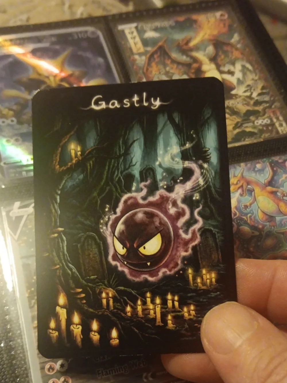 Pokemon Gastly Card — Black, Purple, Yellow